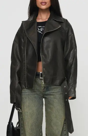 Aldrich Oversize Faux Leather Moto Jacket | Nordstrom