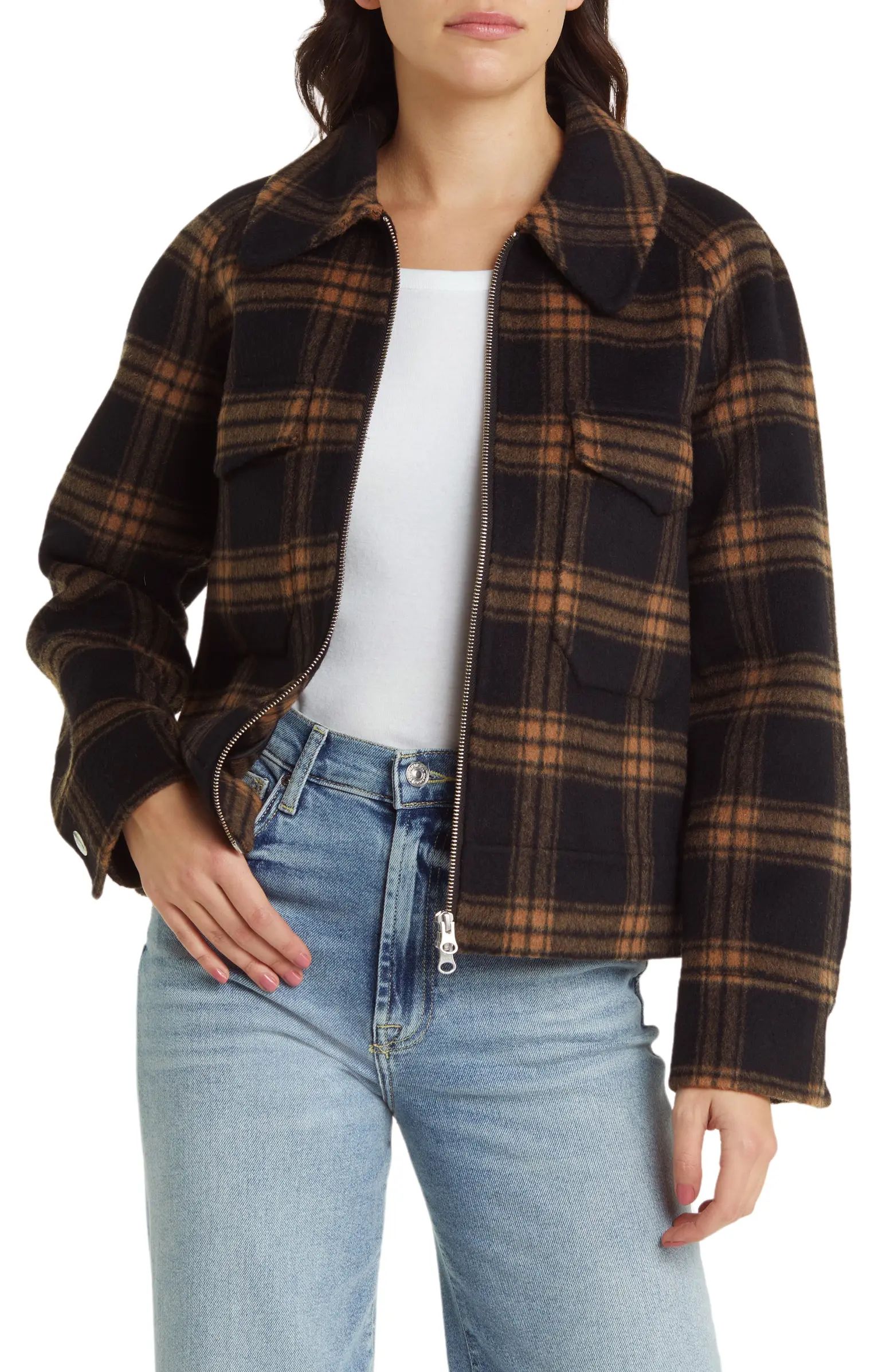 Cheyenne Plaid Brushed Wool Blend Coat | Nordstrom