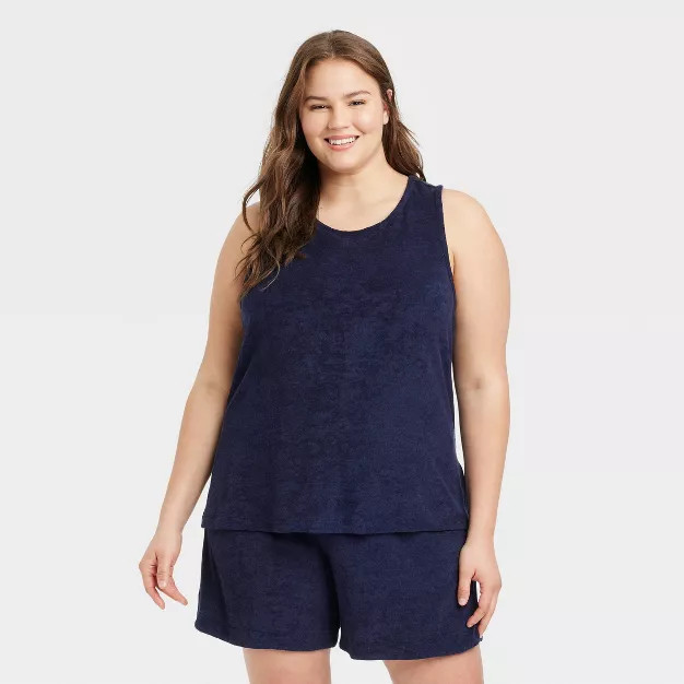 Women's Terry Tank Top - A New Day™ Navy Blue | Target