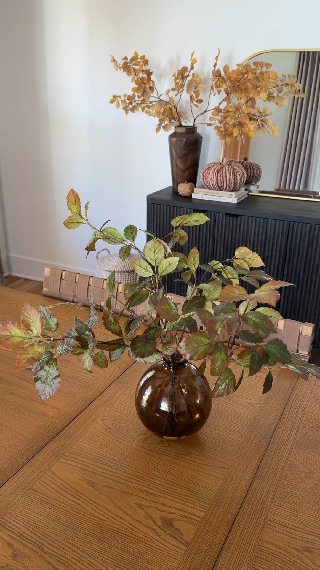 Beautiful fall turning leaf in amber glass arrangement from Hearth & Hand at Target - the stems come attached to vase. 
#Targethome
#HearthandHand


#LTKSeasonal