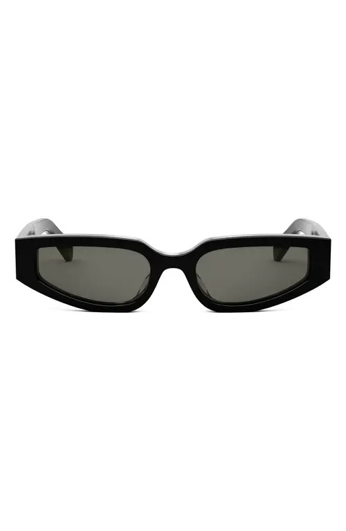CELINE Triomphe 54mm Geometric Sunglasses in Shiny Black /Smoke at Nordstrom | Nordstrom