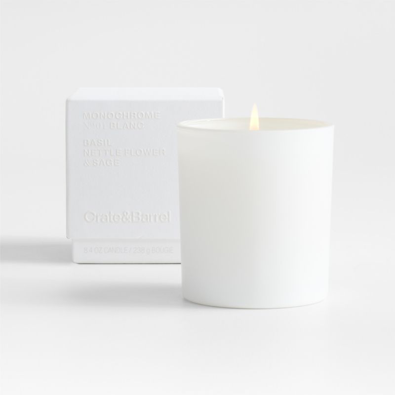 Monochrome No. 01 Blanc Scented Candle - Basil, Nettle Flower and Sage + Reviews | Crate & Barrel | Crate & Barrel