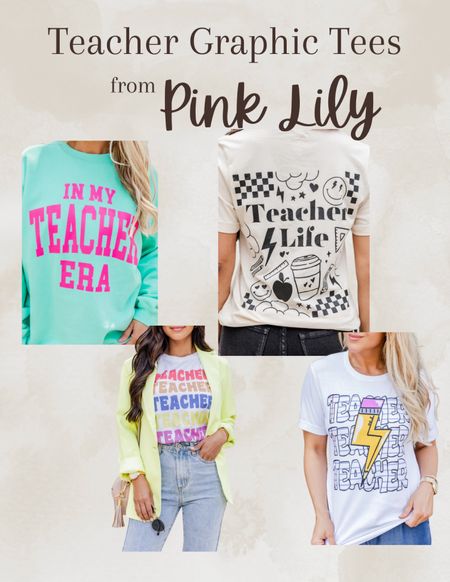 Teacher graphic tees and sweatshirt from Pink Lily

#LTKU #LTKFindsUnder100