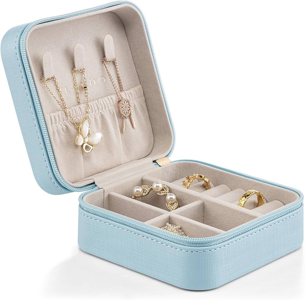Vlando Small Travel Jewelry Box Organizer Display Case for Girls Women Gift Rings Earrings Neckla... | Amazon (US)