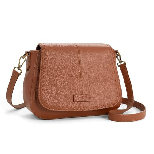 befen Genuine Leather Crossbody Purse for Women Brown Purse RFID Crossbody Bag for Travel Soft Real Leather Saddle Bags with RFID Blocking Trendy Medium Purses Women's Shoulder Handbags for Everyday | Amazon (US)