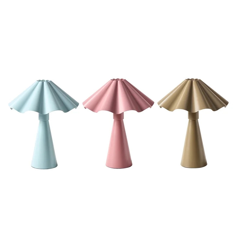 Beautiful 14" Porcini Taupe Ruffled Enamel Table Lamp by Drew Barrymore | Walmart (US)