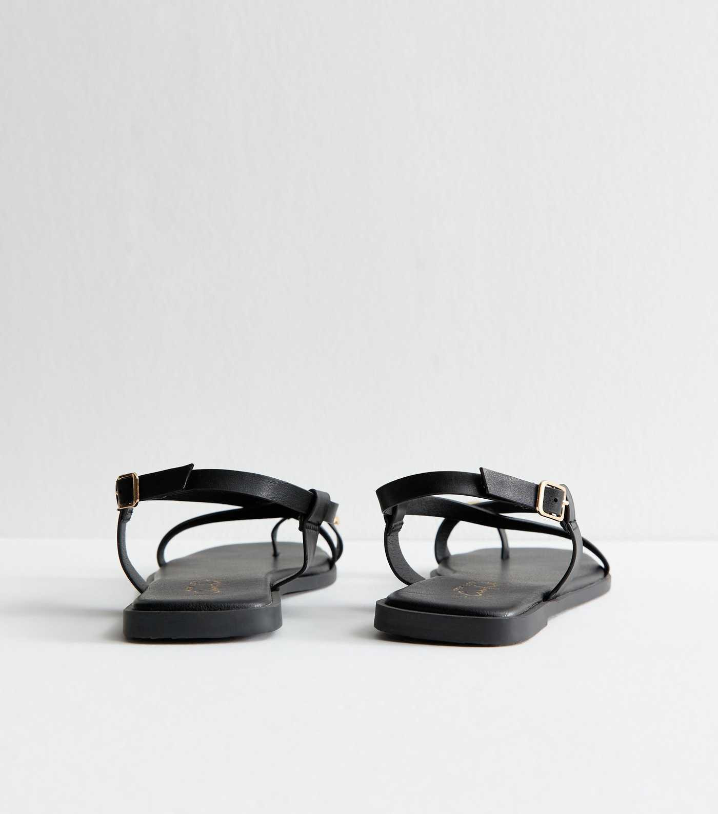 Black Crossover Strap Faux Leather Sandals | New Look | New Look (UK)
