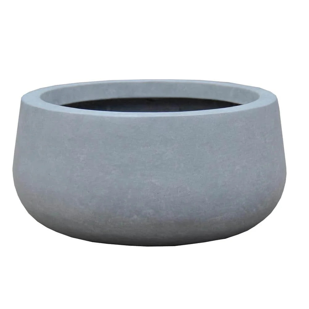 Small 8 in. Tall Slate Gray Lightweight Concrete Round Outdoor Bowl Planter | Walmart (US)