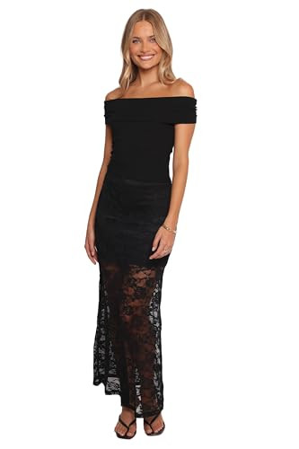 Laken Sheer Lace Maxi Skirt - Black L | Amazon (US)