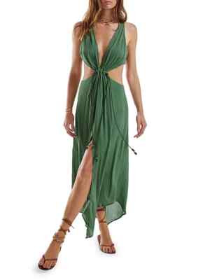 $368 ViX Olive Nayara Draped Cutout Swim Cover Up Midi Long Dress yap1923 | eBay US
