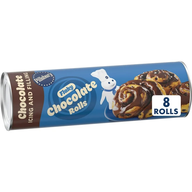 Pillsbury Flaky Chocolate Rolls with Icing, Canned Pastry Dough, 8 Count, 13.9 oz | Walmart (US)