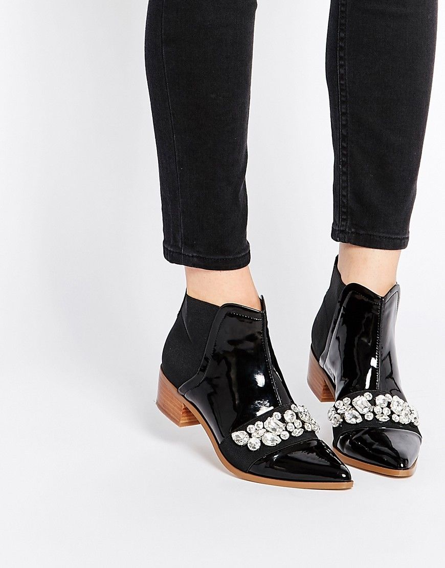 ASOS ROCK CITY Pointed Embellished Ankle Boots | ASOS US