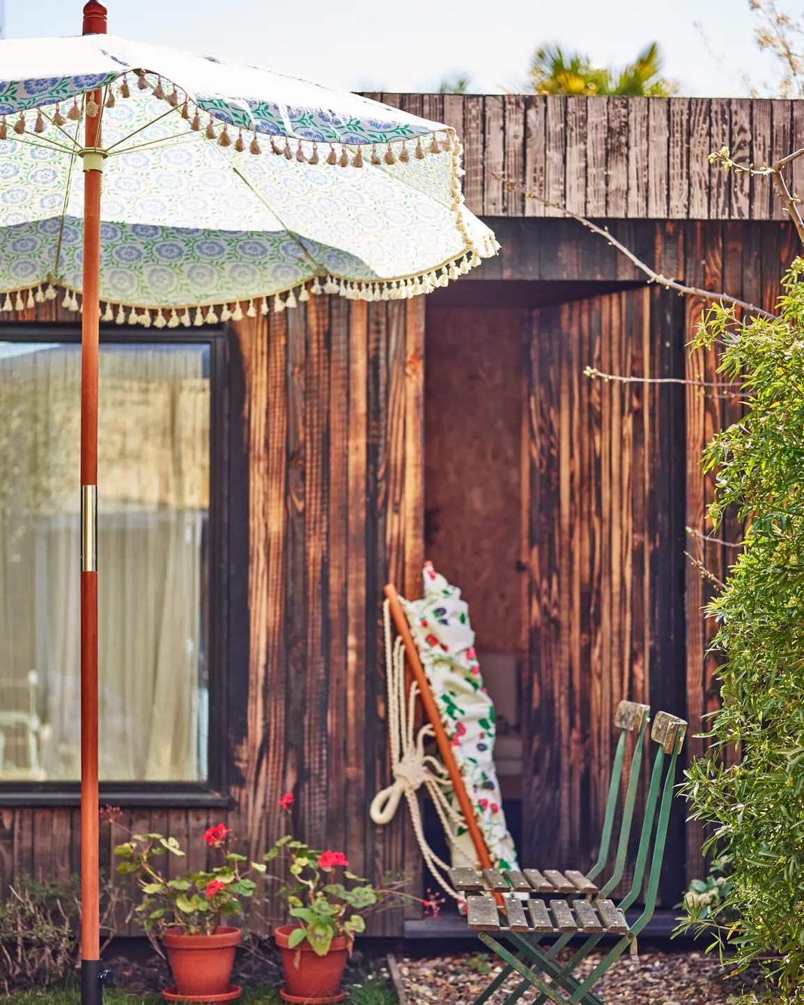 Bloom Blue & Green Floral Garden Parasol | Oliver Bonas | Oliver Bonas (Global)