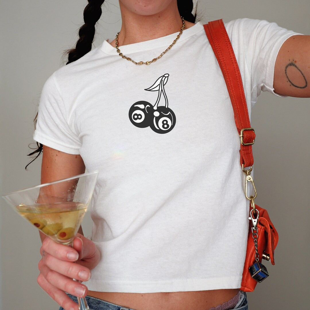 Cute Cherry 8 Ball Baby Tee Coquette Clothing Downtown Girl 2000s Aesthetic Coquette Baby Tee Y2k... | Etsy (US)