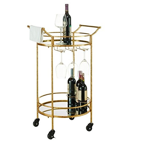 Linon Round Gold Metal Bar Cart | Amazon (US)