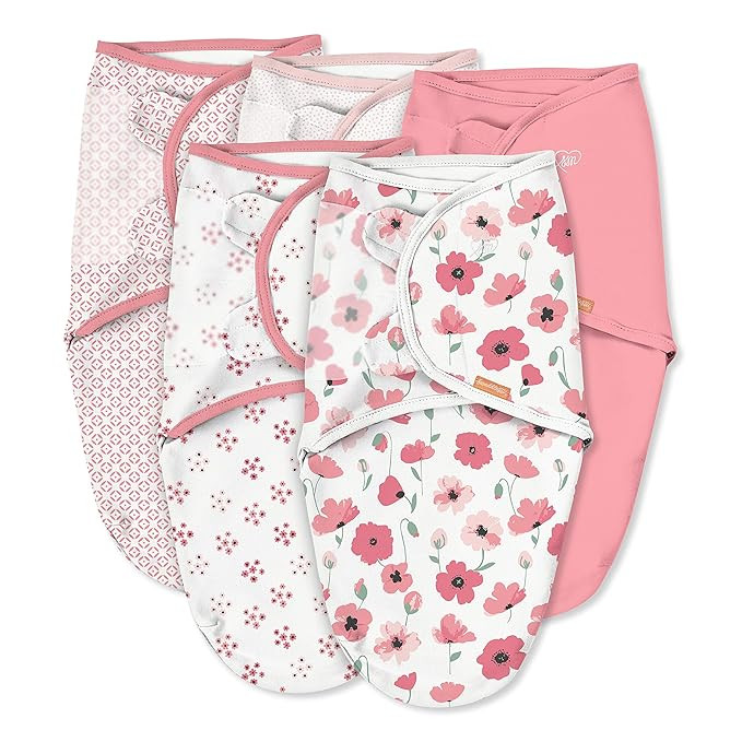 SwaddleMe Original Swaddle – Size Small/Medium, 0-3 Months, 5-Pack (Pretty Poppy ) | Amazon (US)