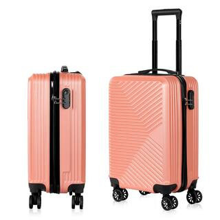 Carry On Luggage, 20 in. Hardside Suitcase ABS Spinner Luggage with Lock - Crossroad in Rosegold | The Home Depot