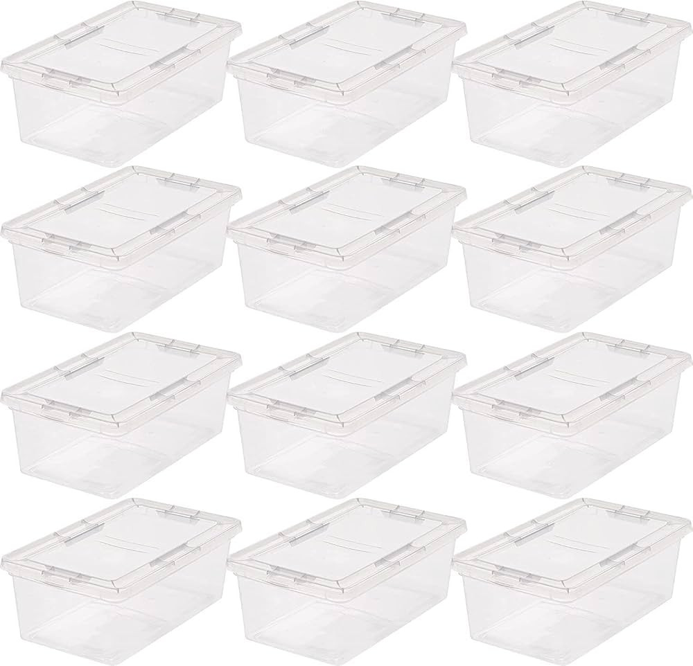 IRIS USA 7 Quarts Plastic Storage Container Bin with Latching Lid, 12 Pack, Nestable Box Tote Clo... | Amazon (US)