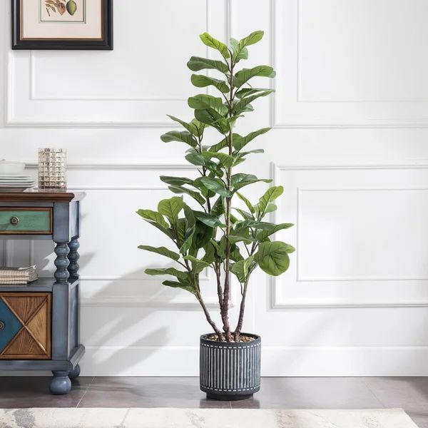 49'' Artificial Fiddle Leaf Fig Tree in Pot | Wayfair North America