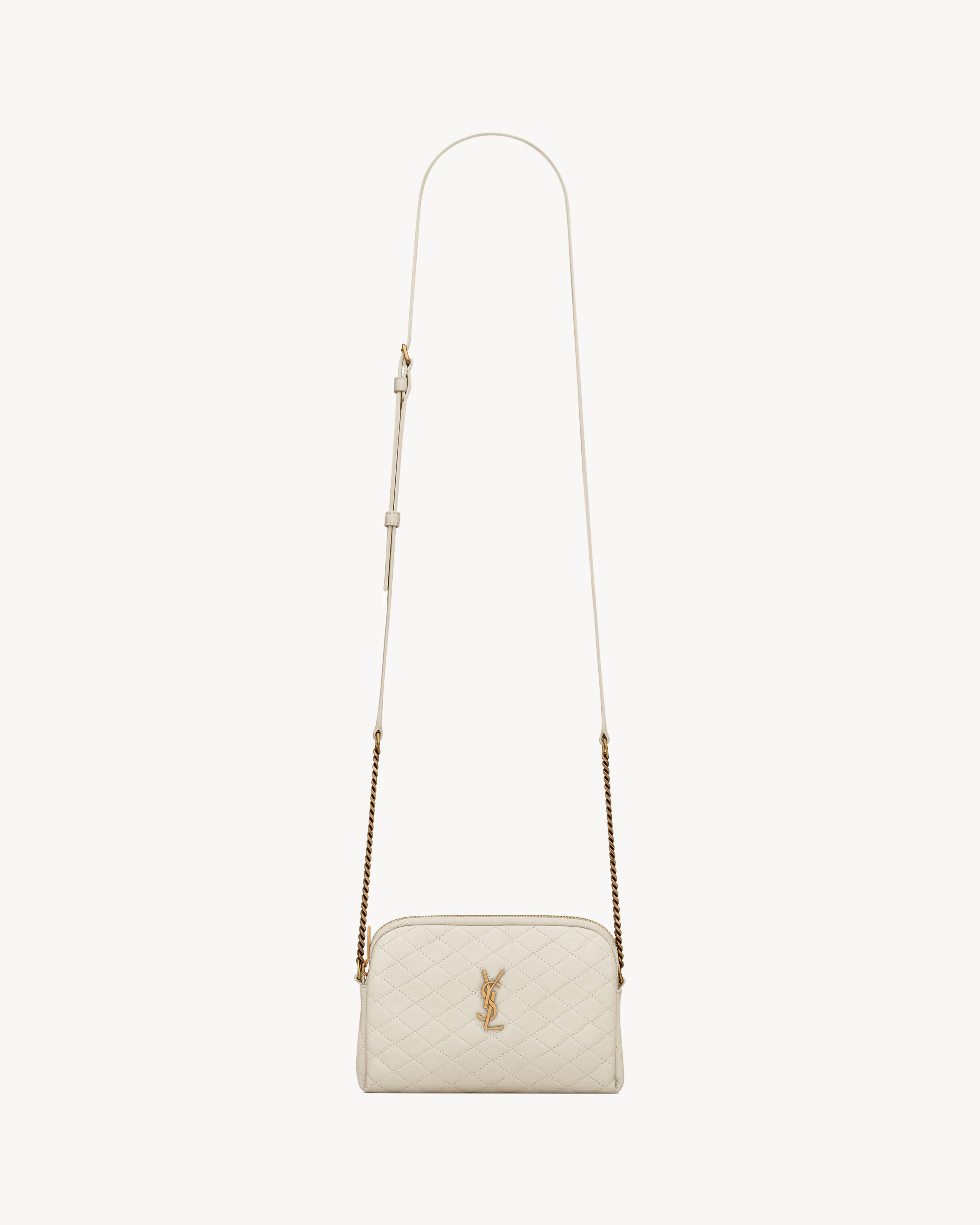 MINI ZIPPERED POUCH WITH QUILTED OVERSTITCHING AND CASANDRE EMBELLISHMENT.THIN AND LIGHT, IT FEAT... | Saint Laurent Inc. (Global)