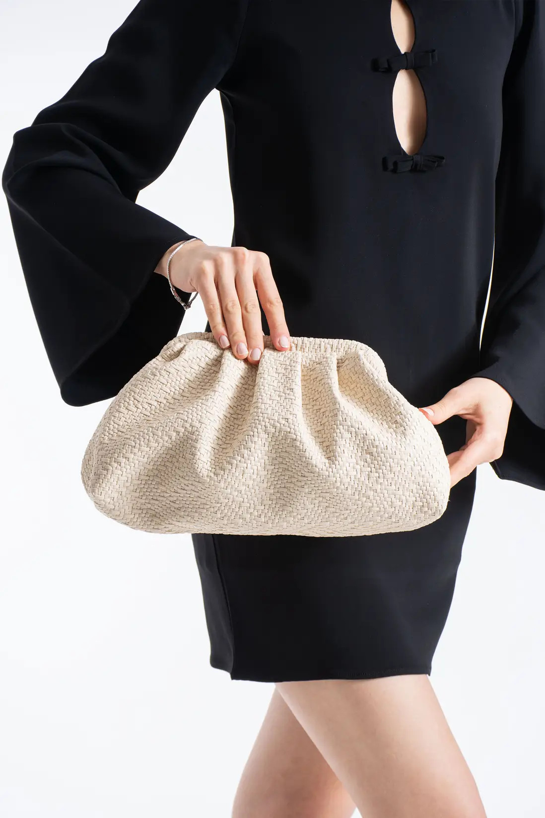 Cream Belissh Textured Pu Leather Large  Pouch Bag with Detachable Crossbody Strap | Boohoo | Boohoo.com (UK & IE)