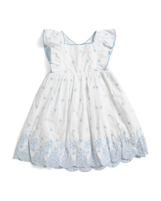 Girls Scalloped Embroidered Dress | TJ Maxx