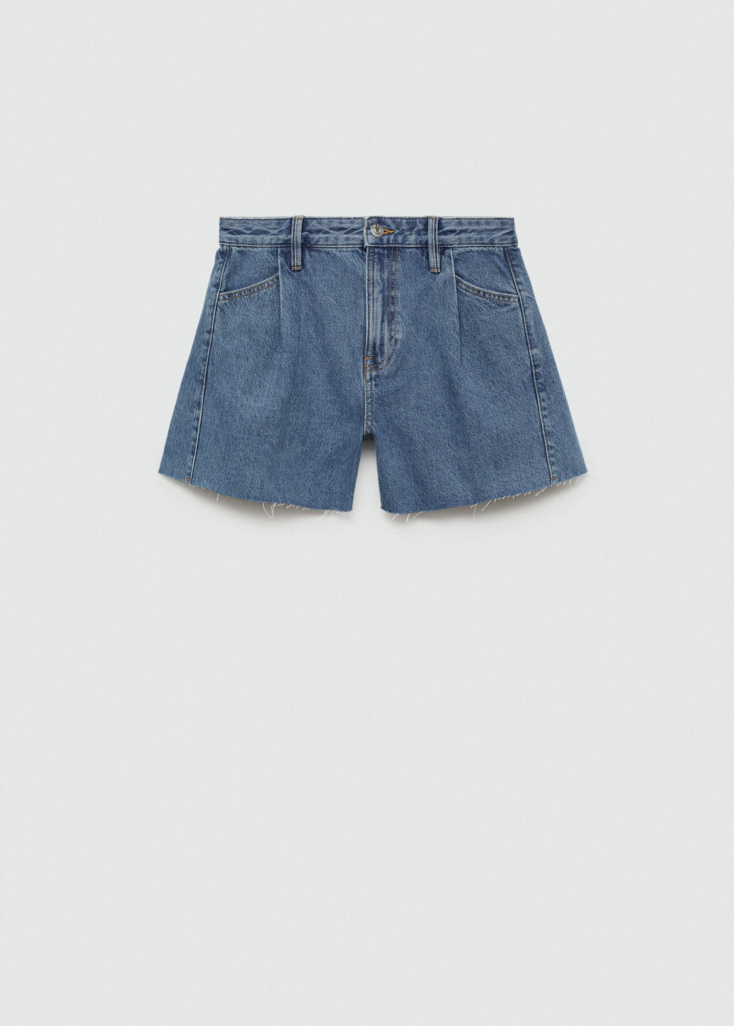 Denim shorts with frayed hem - Woman | MANGO USA | MANGO (US)