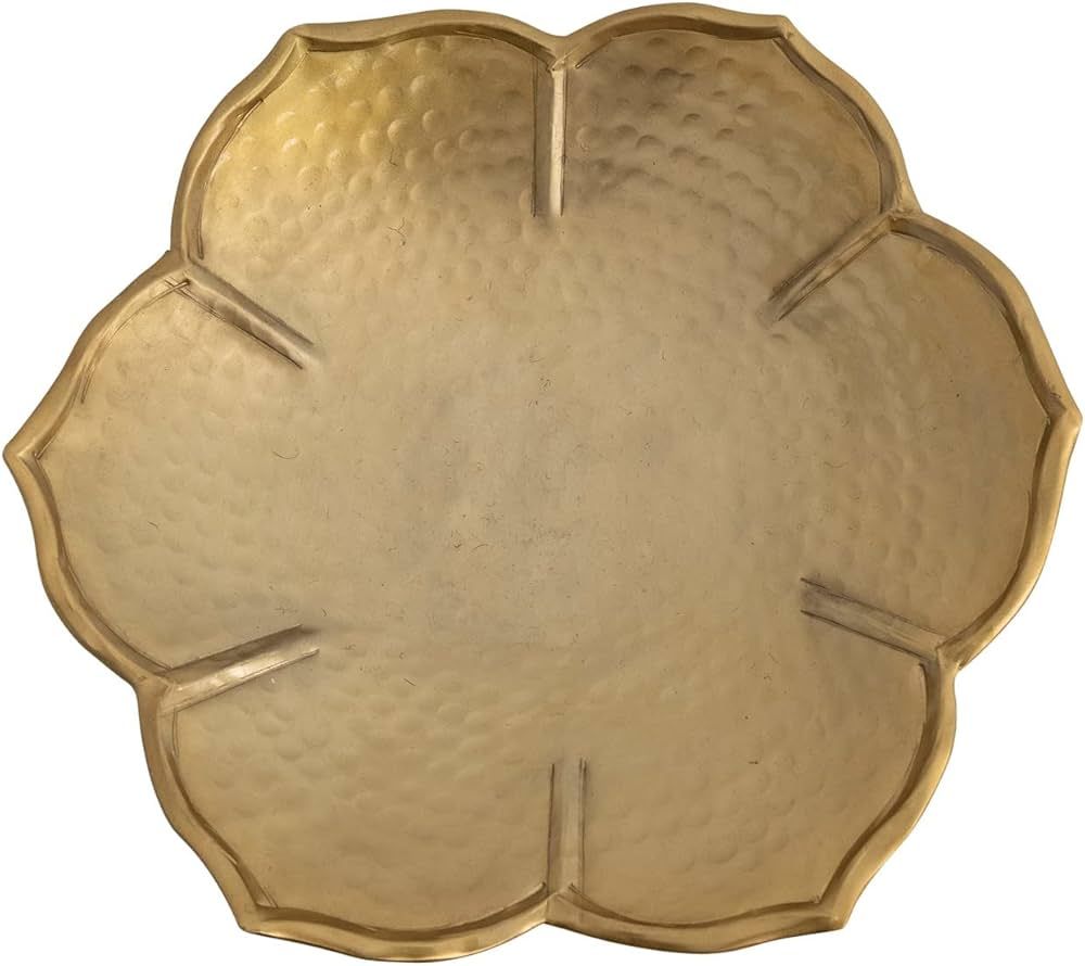 Creative Co-Op Boho Metal Flower Shaped, Gold Finish Dish, Large | Amazon (US)