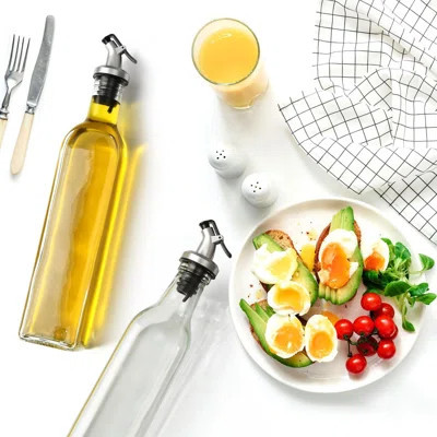 Olive Oil Dispenser For Kitchen 4 Pack, Glass Oil Dispenser Bottle 17Oz, Cooking Soy Sauce Bottle Container Cruet With Plastic Pourer Spout, Funnel An | Wayfair North America