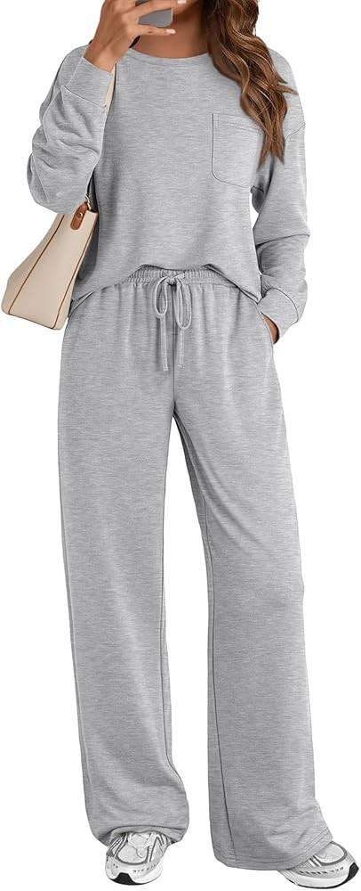 AUTOMET Womens Sweatsuits 2 Piece Lounge Matching Outfits Sweat Sets Tracksuit Travel Sweatshirts... | Amazon (US)