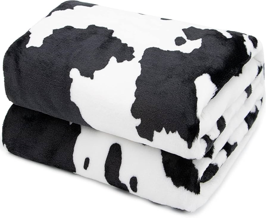 Cow Print Blanket Warm Plush Cute Black Cow Throw Blanket Soft Fleece Flannel Lightweight Throw B... | Amazon (US)