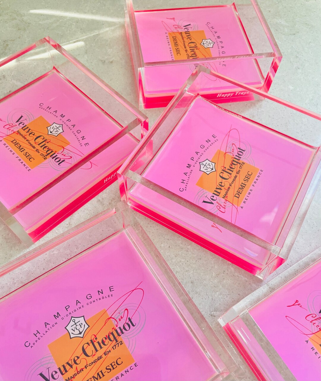 Pink Label Champagne Acrylic Resin 4x4 Tray | Etsy (US)