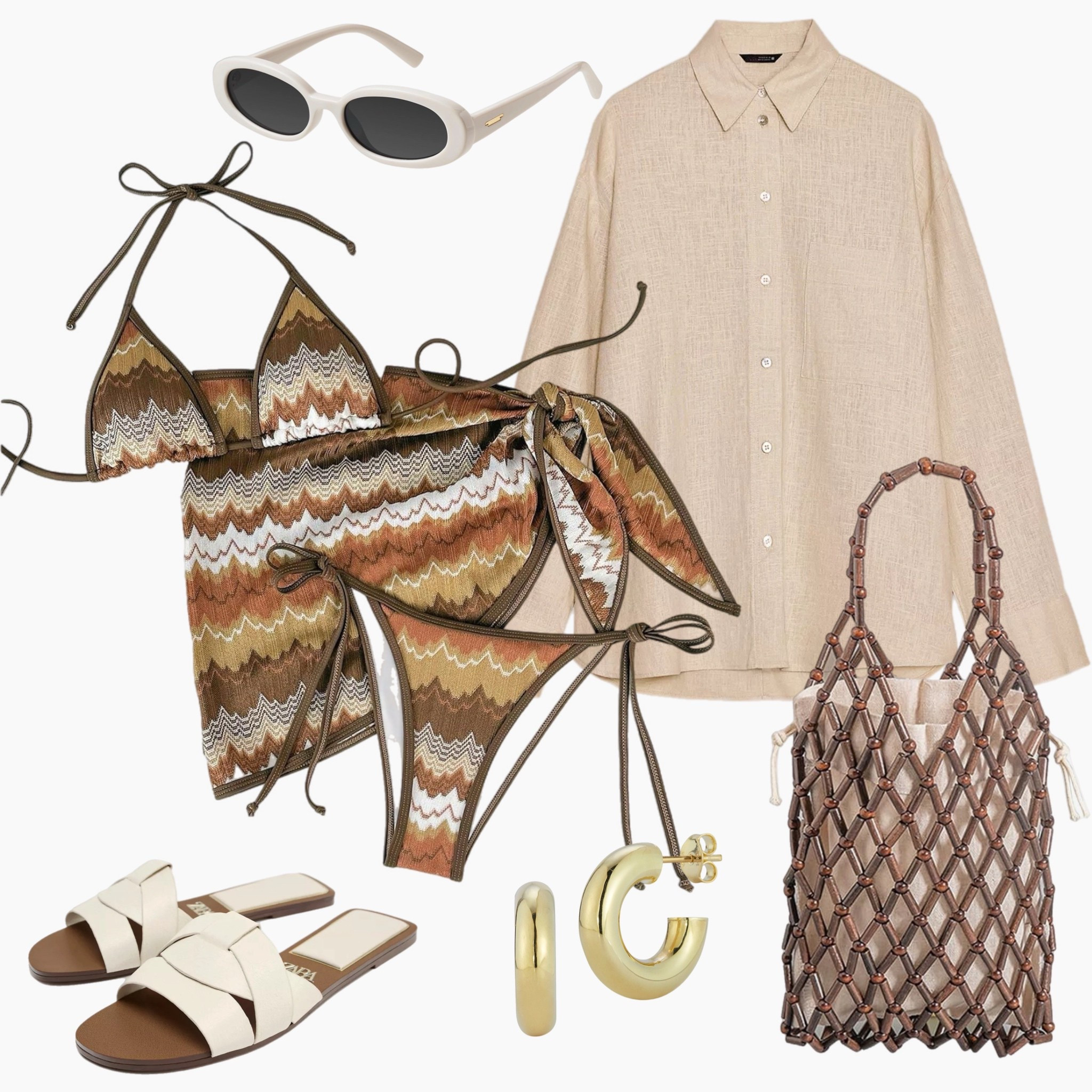 Earthy tones + easy layers = beachside perfection. This zigzag bikini and breezy button-down combo is giving elevated resort vibes. #BeachStyle #NeutralTones #VacationLooks #ResortChic #EffortlessStyle #missonidupe #missonilookalike #missoniinspired #missoniswim #missoni

#LTKSummerEdit #LTKSwim #LTKFindsUnder100