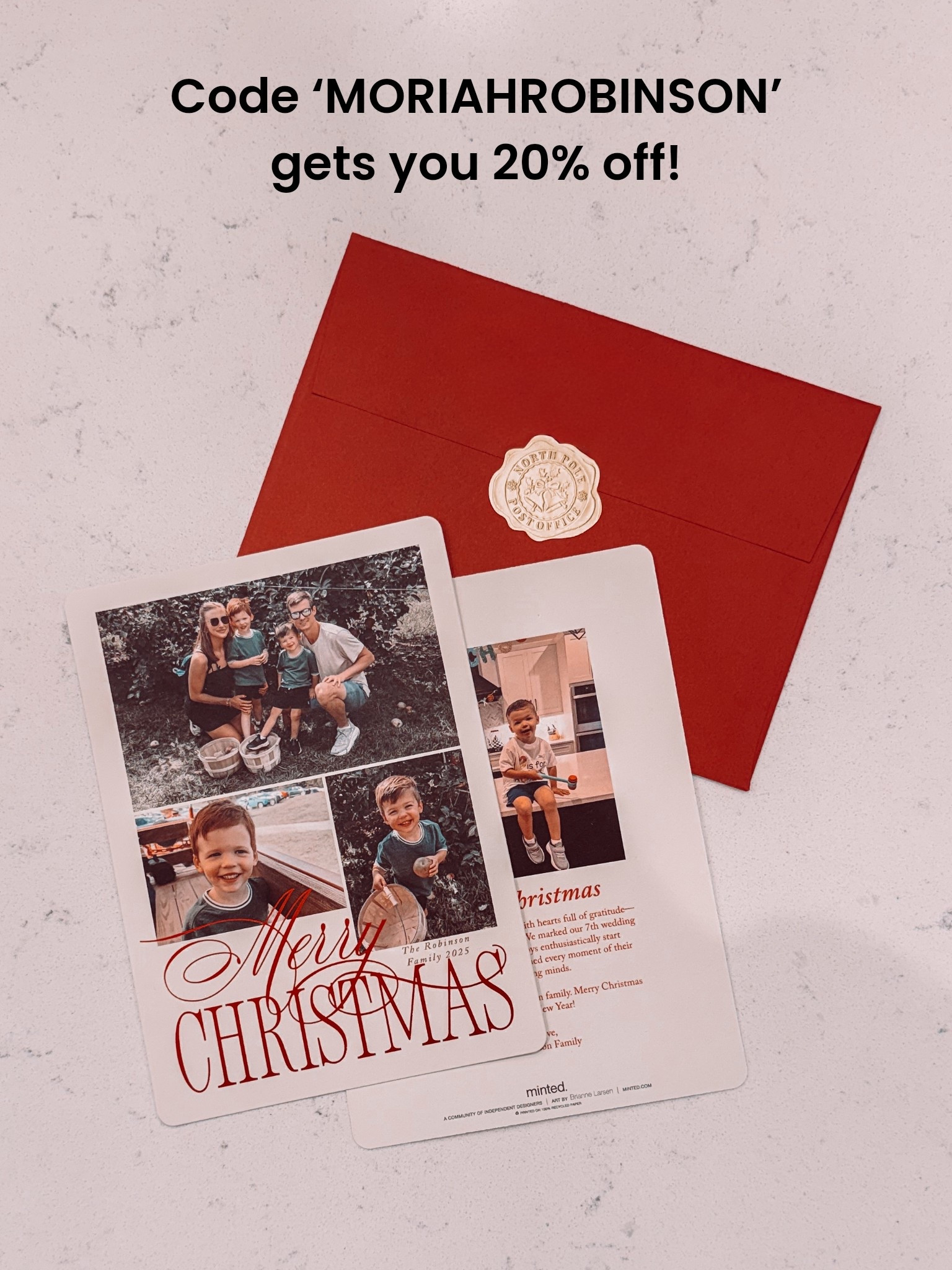 Use MORIAHROBINSON for 20% off your minted holiday cards this year!! @minted #sponsored 

#LTKGiftGuide #LTKFindsUnder100 #LTKHoliday