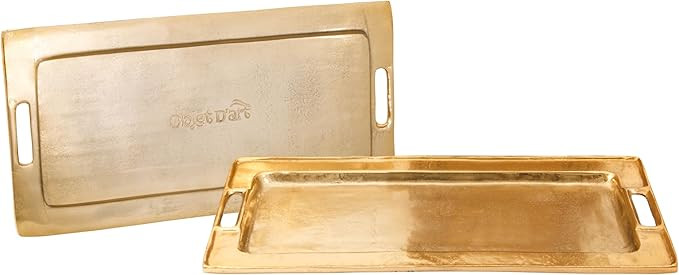 Decorative Gold Trays by Objet D’Art, Beaufort Rectangular Bar Tray for Living Room, Ottoman an... | Amazon (US)