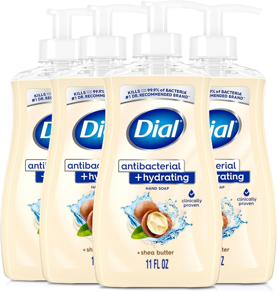 Dial Antibacterial Plus Hydrating Shea Butter Liquid Hand Soap, 11oz (Pack of 4) | Amazon (US)