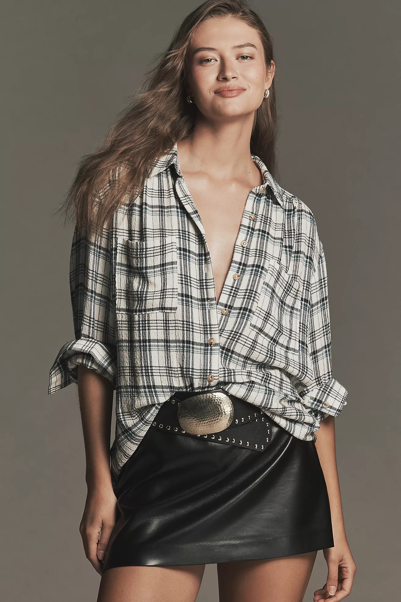 The Hadley Relaxed Plaid Buttondown Shirt by Pilcro​ | Anthropologie (US)