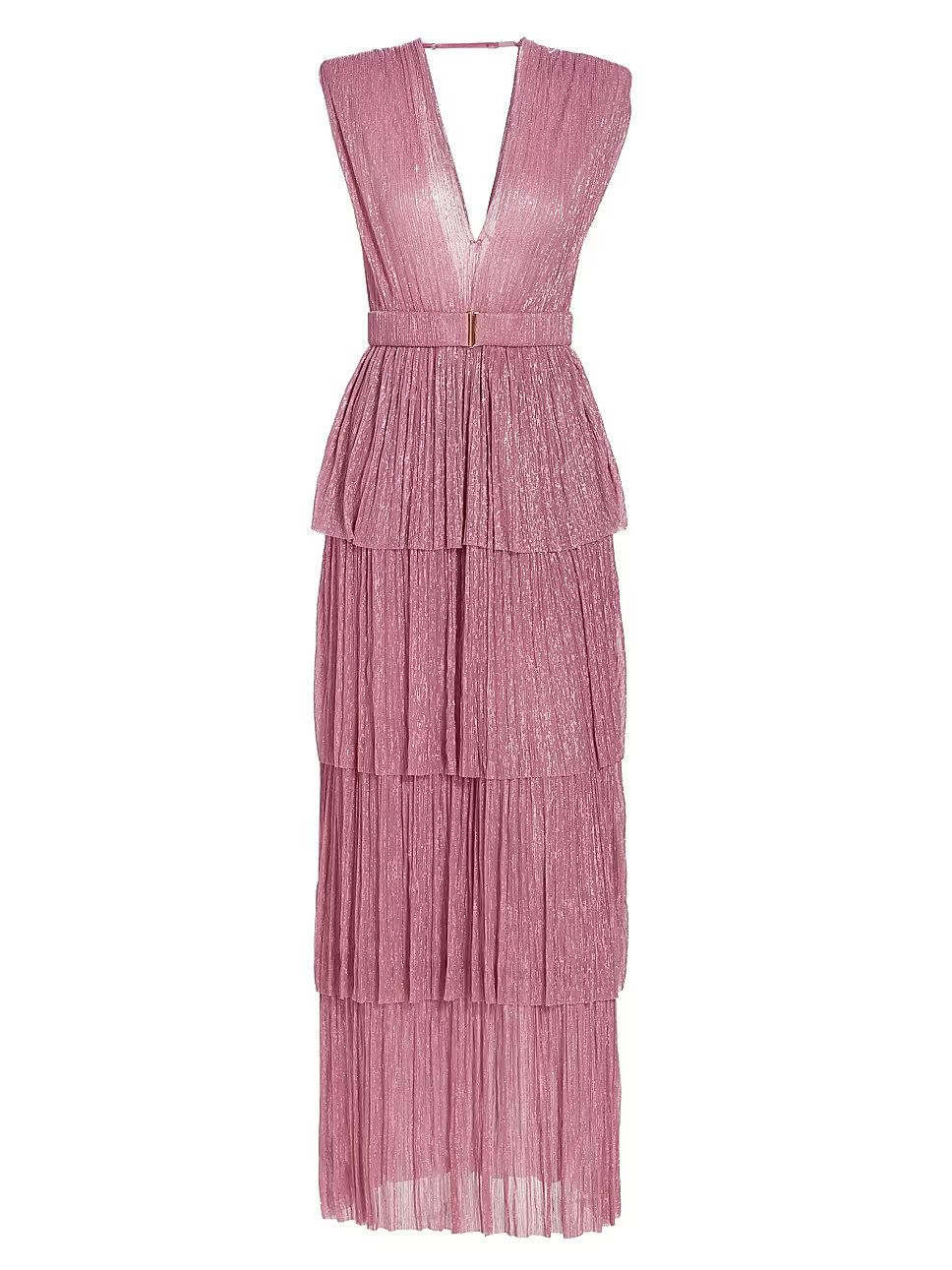 Skylar Tiered Belted Metallic Gown | Saks Fifth Avenue