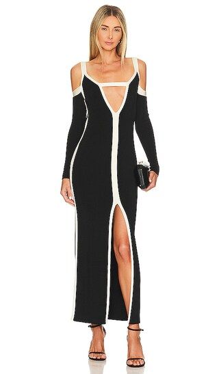 Contrast Knit Dress in Black & Cream | Revolve Clothing (Global)