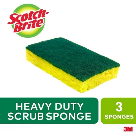 Scotch-Brite MMMHD3 Heavy Duty Scrub Sponge, Yellow & Green, 3 Per Pack | Walmart (US)