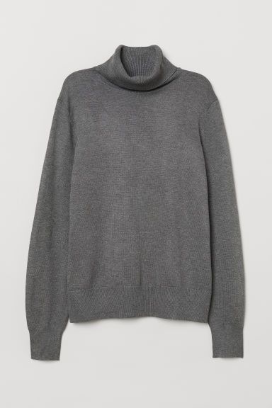 H & M - Fine-knit Turtleneck Sweater - Gray | H&M (US + CA)