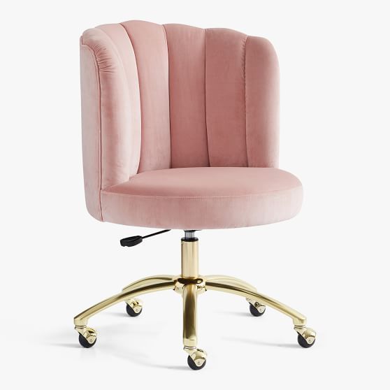 Luxe Velvet Dusty Rose Swivel Desk Chair | Pottery Barn Teen