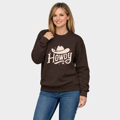 Simply Sage Market Howdy Western Hat - Women's Graphic Sweatshirt - Chocolate - Medium | Target