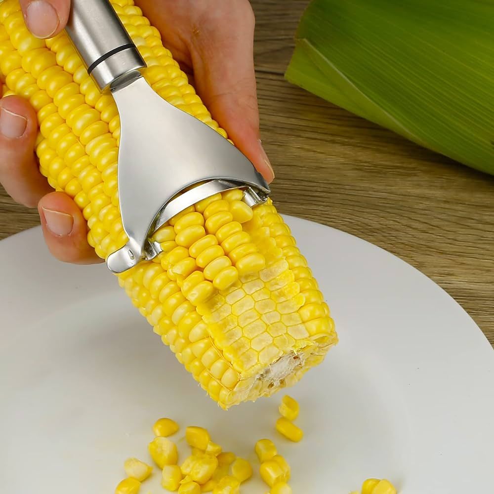Corn Peeler Stainless Stee Corn Cob Stripper Tool Corn Thresher from the Cob, Removes Corn Kernel... | Amazon (US)