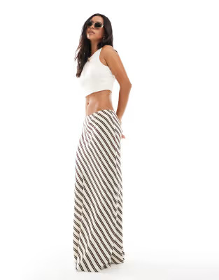ASOS DESIGN linen blend bias cut maxi skirt in stripe | ASOS | ASOS (Global)