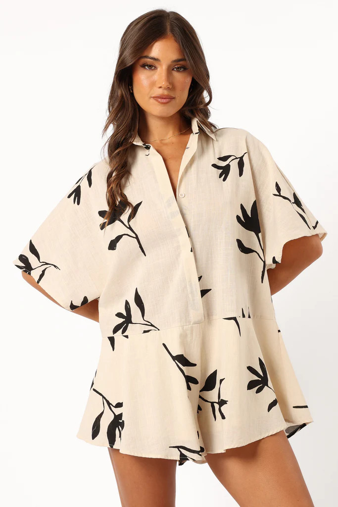 Sebastian Romper - White Black Print | Petal & Pup (US)