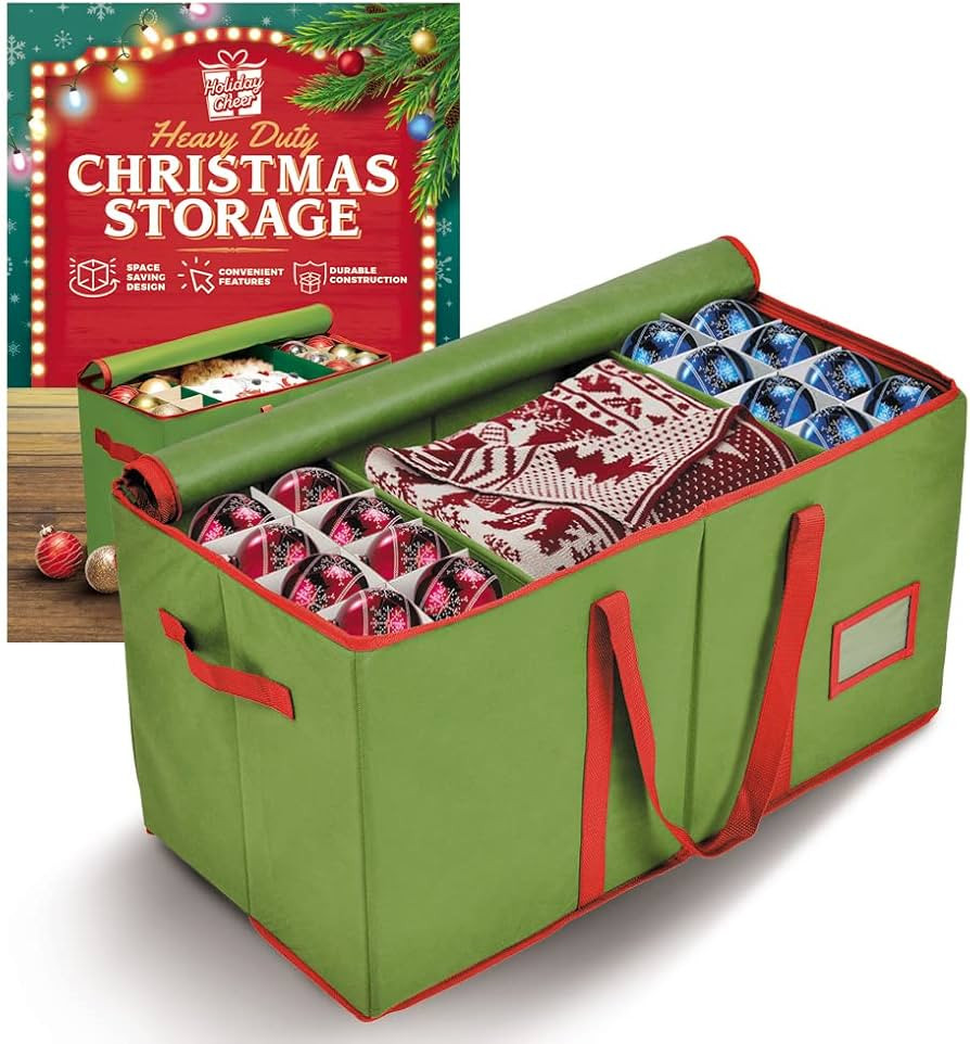 Holiday Cheer Premium Christmas Ornament Storage – Christmas Storage Container Perfect for Holi... | Amazon (US)