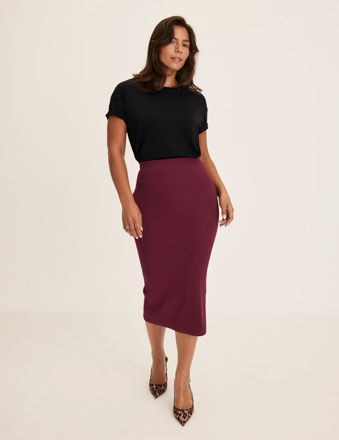 SculptRib™ Cotton Midi Pencil Skirt | Knix US