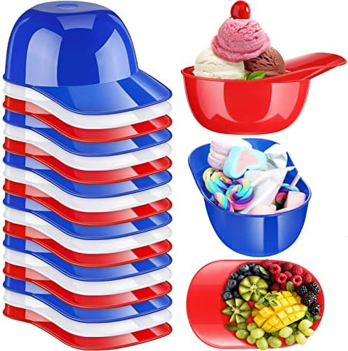 24 Count Summer Baseball Helmet Snack Ice Cream Bowl 24 Pcs Disposable Taster Spoons 8 oz Mini Su... | Amazon (US)