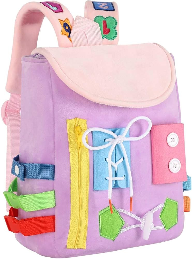 Busy Board - Toddler Backpack with Buckles and Learning Activity Toys - Develop Fine Motor Skills... | Amazon (US)